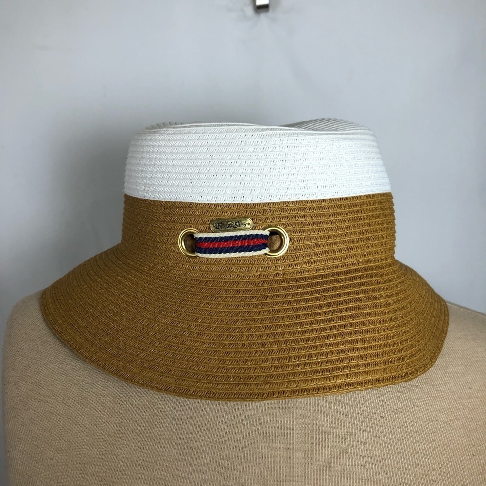 Women’s White and Brown Hat. Sun N Sand.